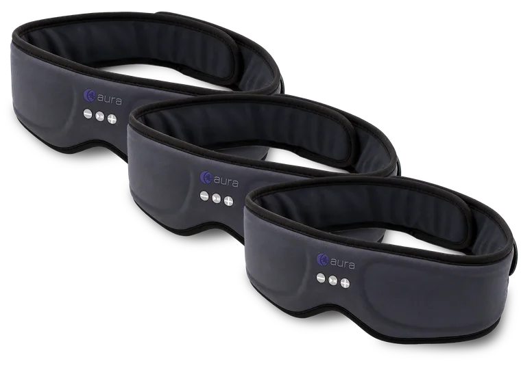 3-pack bundle: three AURA Bluetooth Sleep Masks stacked — the Best Deal at the lowest price per mask